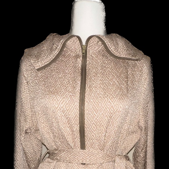 NEW - SHEIN - XL(12) | Geo Pattern Foldover Collar Layer Hem Belted Coat - Picture 5 of 11